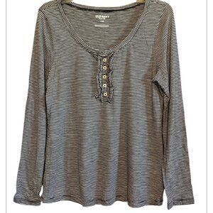 Old Navy Black & White Stripe Long Sleeve T-shirt Size Large